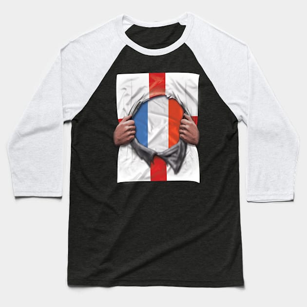 France Flag English Flag Ripped - Gift for French From France Baseball T-Shirt by Country Flags